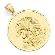 Wellingsale 14K Yellow Gold Polished Diamond Cut Ornate Mexican Eagle Wildlife Pendant