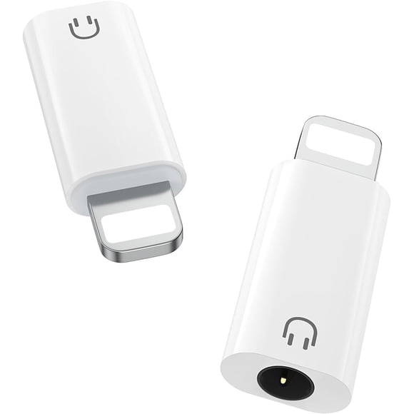 JHHCA Lightning to 3.5mm Audio Headphone Adapter (Playback Only), DAC Chip Lightning to Aux 3.5mm Headphone Jack Audio Dongle for iPhone 14 Pro Max/14 Plus/13 12 11 Pro Max/SE/XS, White