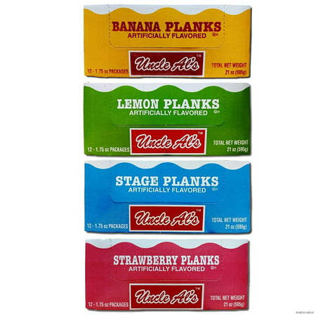 

Uncle Al s Stage Planks Ultimate Variety Pack Bundle | Includes Old Fashioned Lemon Banana And Strawberry | 48 Total