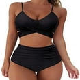 thumbnail image 1 of Women‘s Cross Bikini Set High Waist Wrap Two Piece Tummy Control Bathing Suits Push Up Swimsuits, 1 of 6