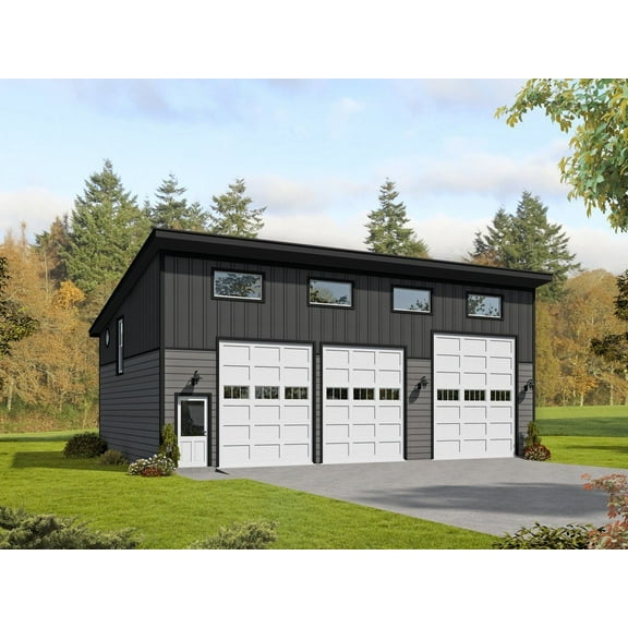 763-430: Garage Modern 0 Bed, 1 Bath Luxury Home Plan, 430 Sq Ft: Full Blueprints with License to Build by Home Plan Marketplace - Lesuto