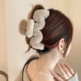 thumbnail image 6 of Eoperou Women Hair Claw Solid Color Soft Fluffy Plush Anti-slip Strong Claw Lighweight Portable Lady Hair Gripper Hair Organization Clamp, 6 of 7