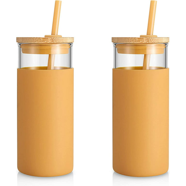 Glass Sublimation Jars Tumblers with Bamboo Lids and Straws (Clear or  Frosted Finish)