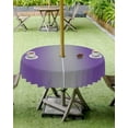 thumbnail image 4 of Outdoor Round Tablecloth with Umbrella Hole and Zipper, Purple Ombre Waterproof Table Cover, Grey Modern Art Farmhouse Washable Patio Tablecloths for Party/Garden/Picnic, 60 inch, 4 of 6