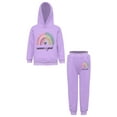 thumbnail image 3 of TiaoBug Kids Girls Hoodies Tracksuit Long Sleeve Sweatshirts with Jogger Sweatpants Set Purple-B 9-10, 3 of 7