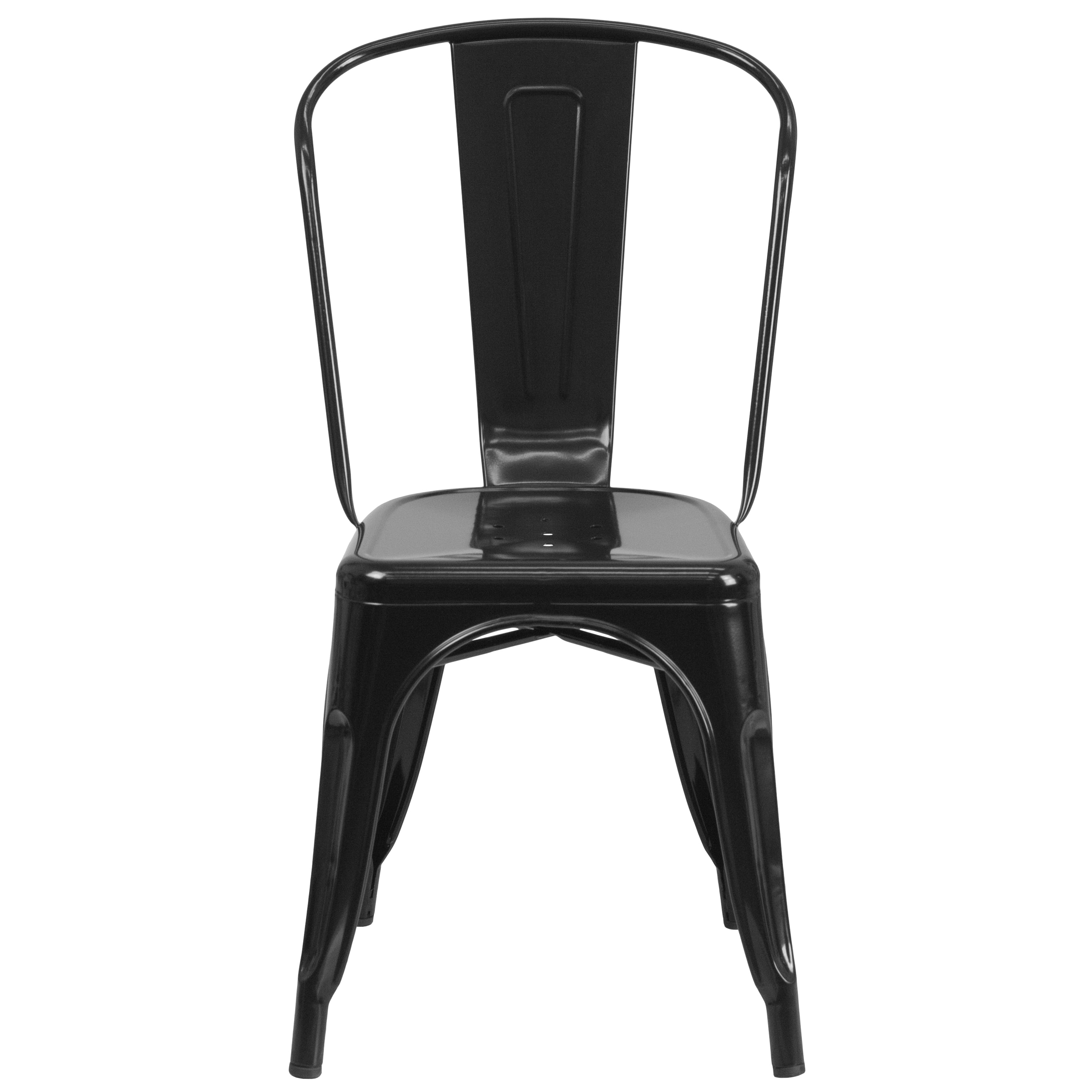 Flash Furniture 4 Pk Distressed Green Metal Indoor-Outdoor Stackable Chair