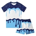 thumbnail image 2 of enyan Baby Boys Outfit 2 Piece Ice Cream Drip Baseball Crewneck Short Sleeve Tee Shirts and Summer Drawstring Shorts Blue,3-4 Years, 2 of 4