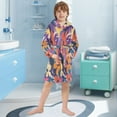 thumbnail image 5 of FORMRS Niños Bathrobe Unisex Hooded Robe Soft Plush Pajamas Sleepwear, Size 7-9T, Colorful Painted Flowers Pattern, 5 of 7
