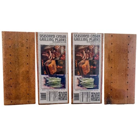Wasatch Mountain Cedar Grilling Planks for Salmon; Bundle 4 Pack Seasoned w/ 100% Natural Herbs, Spices & Oils; Gourmet Ports Combine Steam & Wood Smoke Flavor (Teriyaki Sake, Garlic Lemon Pepper)