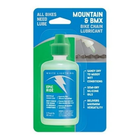 White Lightning Epic Ride 2 oz Bicycle Chain Lubricant Semi-Dry (Best Way To Degrease A Bike Chain)