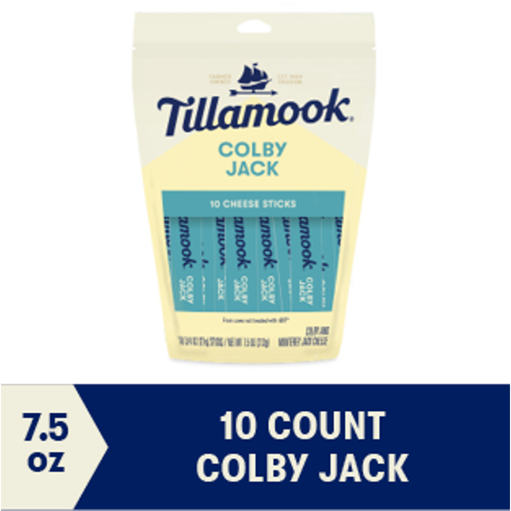 Tillamook Colby Jack Cheese Sticks, 7.5 oz, 10 Sticks