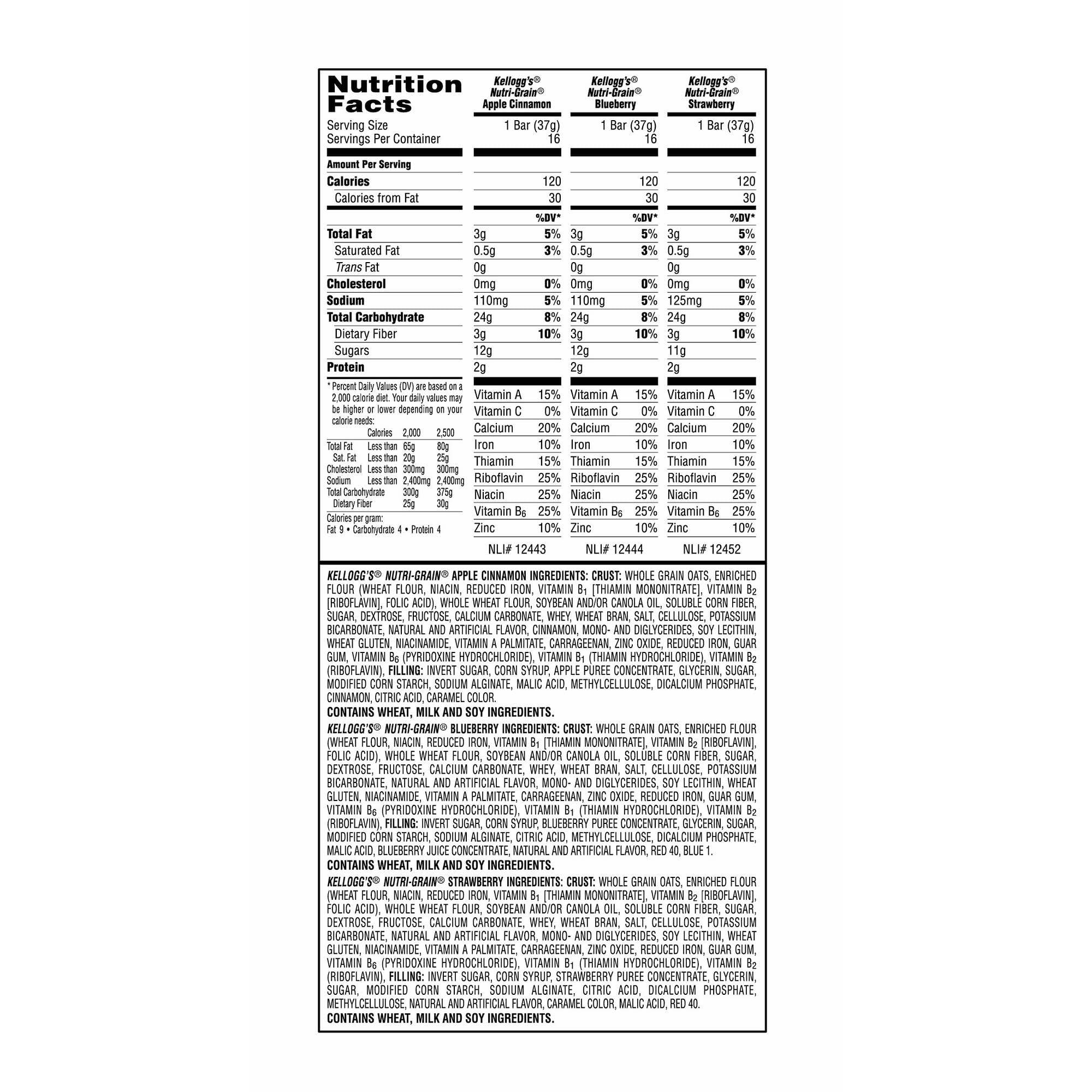 Kellogg's Nutri-Grain Variety Pack (1.3 oz., bar, 48 ct.)