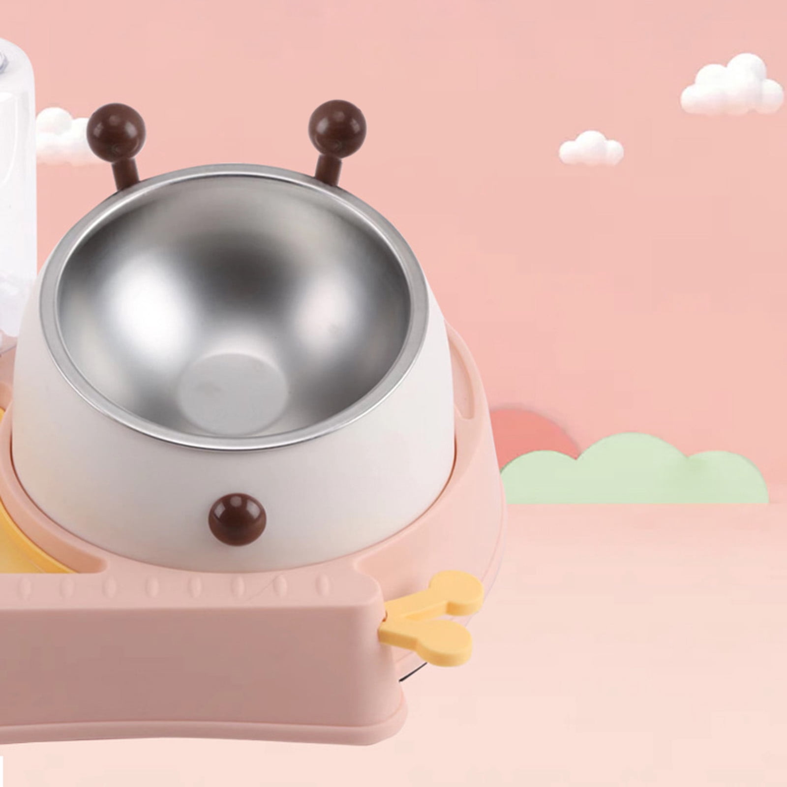 Pet Automatic Feeder Set Dog Bowl Waterer Slanted Raised Stainless Steel Bowl Re-fill Water Dispenser