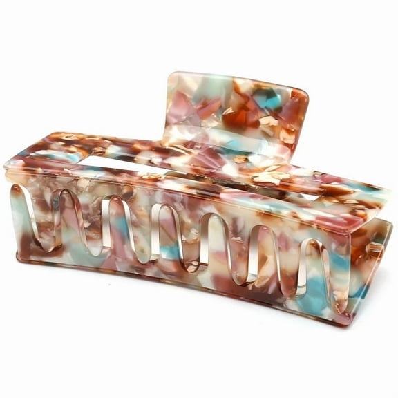 QinGoo Large Rectangle Hair Claw Clip for Thick Hair Strong Hold Women Hair Accessory 1 Count, 4.1 inch, Multicolor