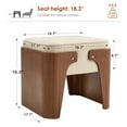 thumbnail image 3 of Zesthouse Upholstered Linen Ottoman, Modern Foot Stool Ottoman with Extra Thick Cushion and Walnut Finish Wood Frame, Vanity Stool for Bedroom Living Room Hallway, Beige, 3 of 9