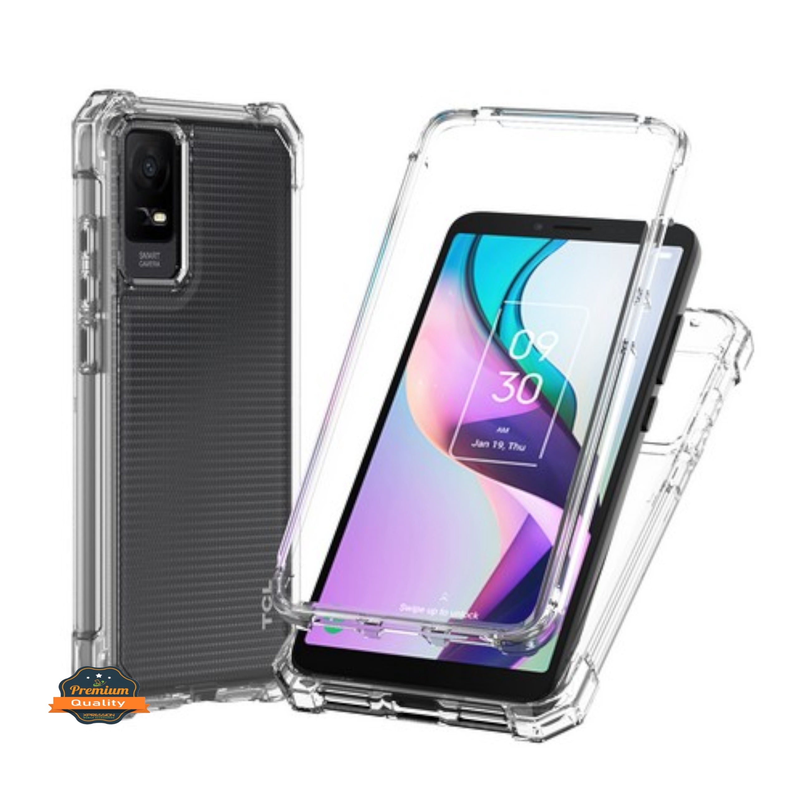 Xpression Phone Case For TCL K33 5G Full-Body Dual Layer Hybrid Case Slim, Drop-Proof TPU Hard PC, Durable Corner Front Bumper Protector Cover, Clear Transparent