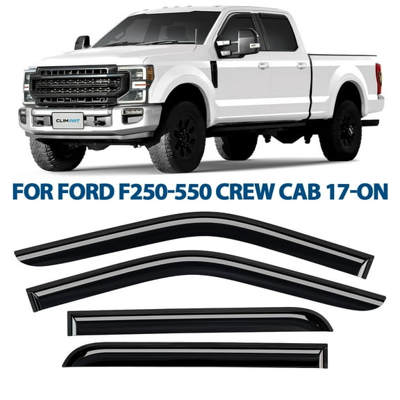 CLIM ART Incredibly Durable Rain Guards for Ford F250 to F550 Super Duty 2017-2026 Crew Cab, Original Tape-on Window Deflectors, Vent Deflector, Window Visors, Car Accessories, 4pcs. - 417198