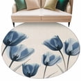 thumbnail image 2 of Blue Spring Floral Round Area Rug 7 FT, Non Slip Living Room Area Carpet, Tulip Summer Botanical Washable Soft Circular Rug Non-Shedding Floor Carpet for Bedside Office Play Room Classroom, 2 of 9