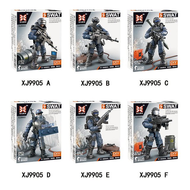 Figura militar de campo totalmente articulada y giratoria de 6 piezas, juego de construcción educativo.