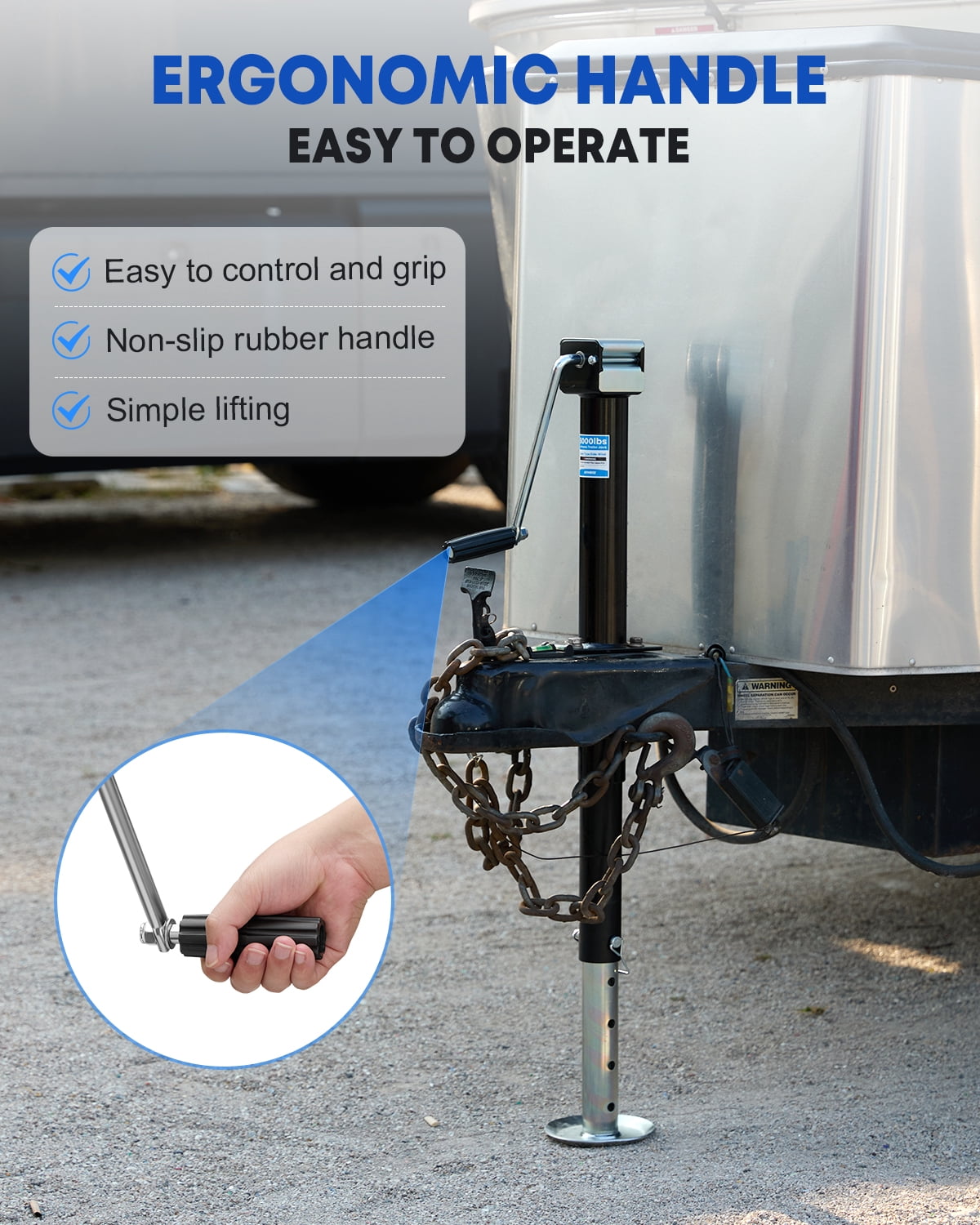 Kohree 5000lb A-Frame Trailer Jack, Trailer Stand with Handle & Rectangular Base, 15-inch Vertical Lift for RVs, Horse, Utility, and Yacht Trailers