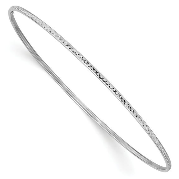 14K White Gold bracelet Bangle Diamond-cut 1.5 mm 1.5mm Slip-on