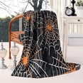thumbnail image 3 of Halloween Spider Webs with Orange Spiders Blanket,Comfortable Soft Flannel Throw Blanket,All Season,Warm Lightweight Blankets for Sofa Bed Couch Living Room Chair,50"x60", 3 of 4