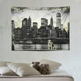 thumbnail image 4 of ONETECH  Modern Tapestry, Brooklyn Bridge Sunset Manhattan American New York City Famous Town Image, Wide Wall Hanging for Bedroom Living Room Dorm, Black White, 4 of 7