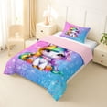 thumbnail image 2 of Erosebridal Girls Unicorn Twin Comforter Sets,Multicolor Glitter Print Bedding Set For Kids,Reversible Pink 2pcs, 2 of 7