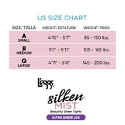 Leggs Womens Silken Mist Ultra Sheer Tights Control Top Run Resistant Sheer Toe, 2 Pair