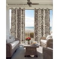 thumbnail image 4 of Vintage Boho Blackout Curtains, Light Blocking Print Window Curtains, Abstract Retro Geometric Striped Beige Thermal Insulated Window Drapes for Living Room Kitchen Cafe 2 Panels, 104"W x 72"L, 4 of 9