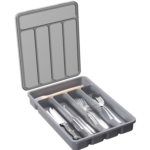 Organizador para cubiertos Lifewit con 5 compartimentos, color gris