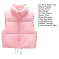 thumbnail image 7 of Winter Women Vest Coat Thickened Padded Zipper Closure Stand-up Collar Sleeveless Solid Color Windproof Heat Retention Outdoor Down Coat, 7 of 7