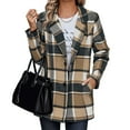 thumbnail image 2 of Taqqpue Women Plaid Shacket Jacket Fall Casual Button Blend Tartan Trench Coat Winter Plus Size Outwear Tops with Pockets, 2 of 7