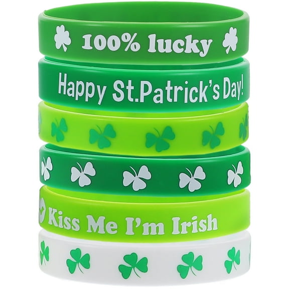 6 Pcs St. Patrick's Day Party Favor Supplies Silicone Bracelet Creative Bracelets for Teen Lovers