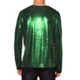 thumbnail image 3 of INSPIRE CHIC Camisetas para hombres con cuello redondo de manga larga, ajuste regular, XL, verde con lentejuelas brillantes, 3 of 6