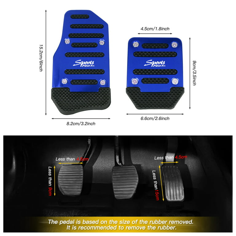 Manual Pedal Cover Blue Nonslip Car Pedal Pads Petrol Clutch Brake Pad Cover Foot Pedals Rest Plate Pack of 3, Size: Accelerator Pedal: Length: 15.2cm