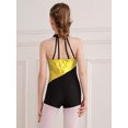 thumbnail image 3 of Yruioon Kids Girls Sequin Dance Rhythmic Gymnastics Leotard Halter Neck Sleeveless Skating Jumpsuit Yellow 8, 3 of 6
