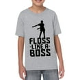 thumbnail image 6 of Floss Like A Boss - Flossin Dance Funny Emote Youth T Shirt - Medium - Grey w/Black Print, 6 of 6