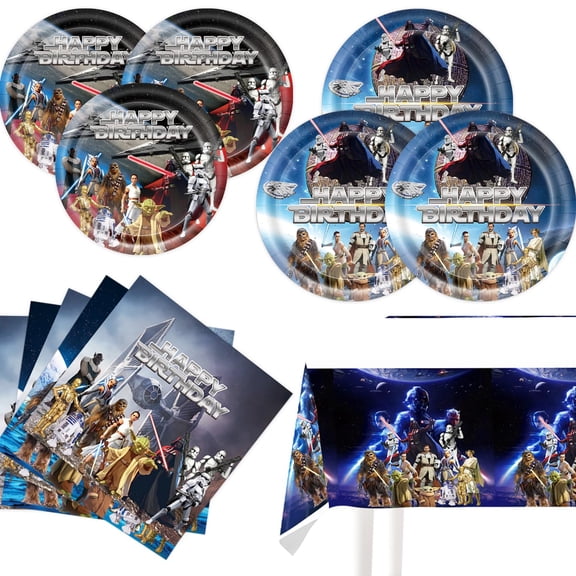 41Pack Star War Party Supplies include 20 plates, 20 napkins 1 Tablecloth for Star War birthday party decoration