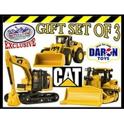 Daron CAT (Caterpillar) Metal Machines Bulldozer, Wheel Loader & Excavator Vehicles Trucks Deluxe Gift Set