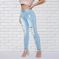 thumbnail image 4 of HLSOHJP Spring New Women's High Waist Ripped Jeans Fashion Stretch Slim Denim Pencil Pants Street Trendy Trousers S-2XL, 4 of 5
