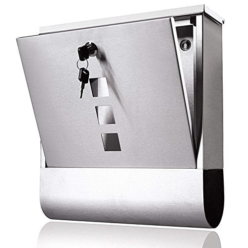 Evokem Locking Mailbox Wall Mount Key Drop Box, Stainless Steel