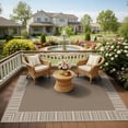 thumbnail image 2 of Garvee Area Rug 9x12ft Bordered Striped Carpet, Stain Resistant Machine Washable Rug Flat Woven Indoor Outdoor Rug with TPR Backing for Patio Balcony Bedroom Living Room, Beige, 2 of 8
