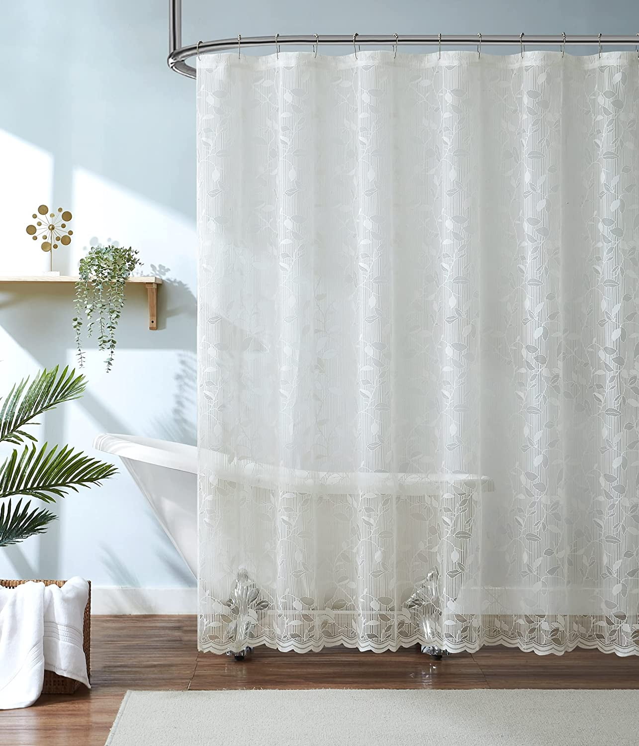 Warm Home Designs 36" W x 72" L Ivory Lace Shower Curtain. GR Ivory 36