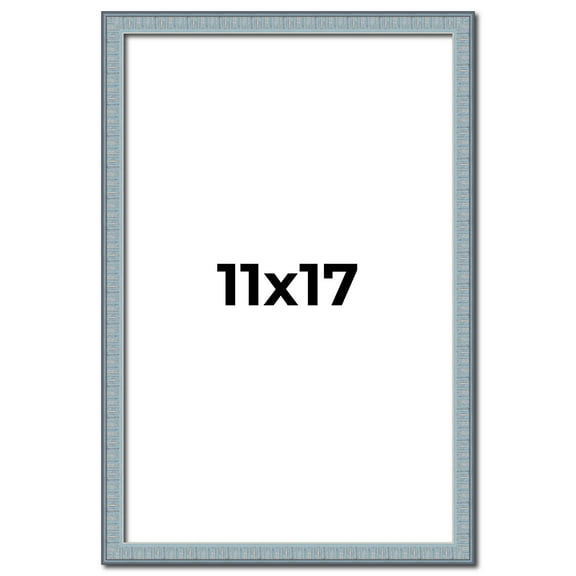 11x17 Frame Rustic Sky Blue Solid Wood Picture Frame | 0.75 Inch Moulding Width |Includes UV