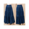 thumbnail image 2 of Rdhnmea Womens Denim Long Skirt Stylish Solid High Waist A-Line Jean Skirt, 2 of 9