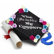 What She Tackles She Conquers - Handmade Graduation Cap Tassel Topper