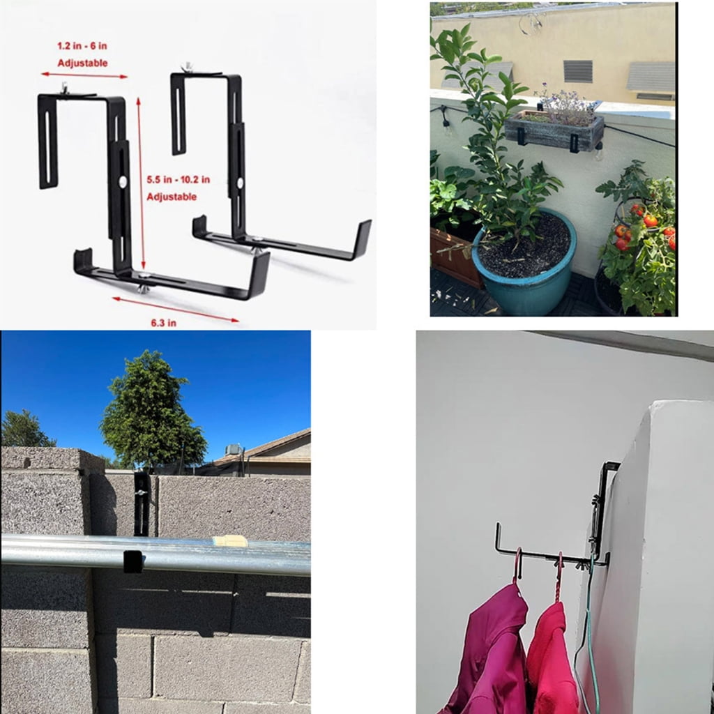 lanema 2Pcs Adjustable Window Planter Box Brackets Wall Mount Holder Outdoor Hanging