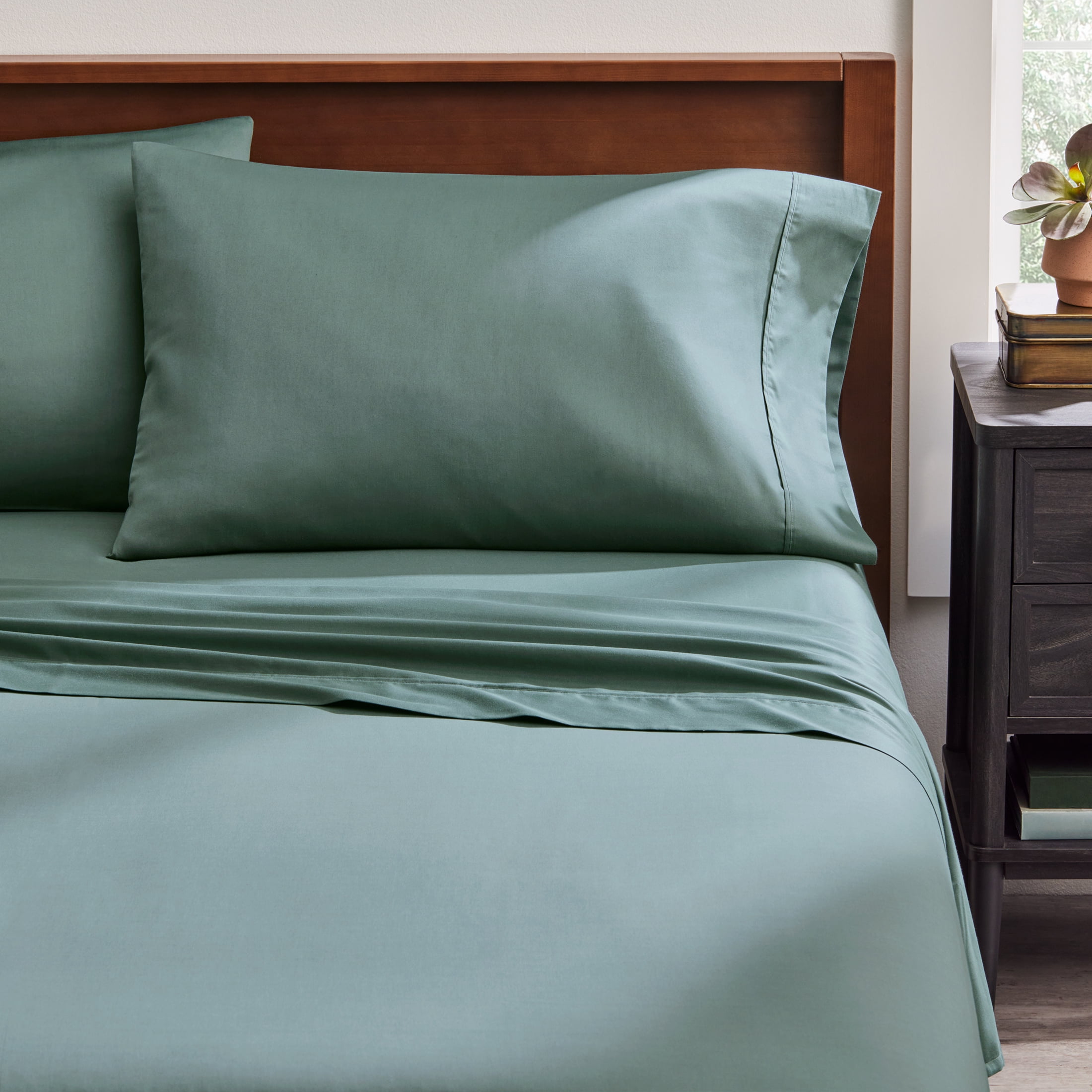 Better Homes & Gardens 3-Piece 300 Thread Count Green Ash Cotton Sateen Sheet Set, Twin XL