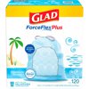 Glad Forceflexplus Tall Kitchen Drawstring Light Blue Trash Bags, Febreze Beachside Breeze (13 Gal., 120 Ct.)